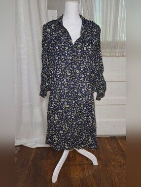 QMack Navy Blue Floral Midi Dress
